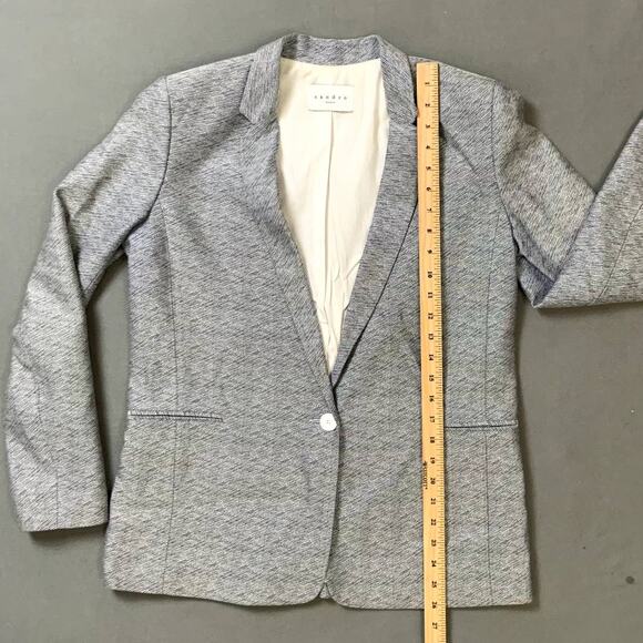 SANDRO Paris Women's Blue Blazer Size 40 Structured Suit Jacket V5902E US 8 - Picture 2 of 9